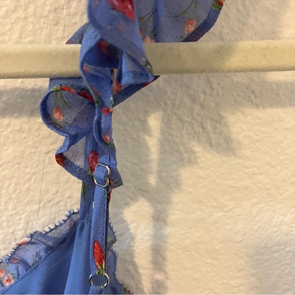 Joie Silk Blue Floral Ruffle Babydoll Camisole - Picture 11 of 11